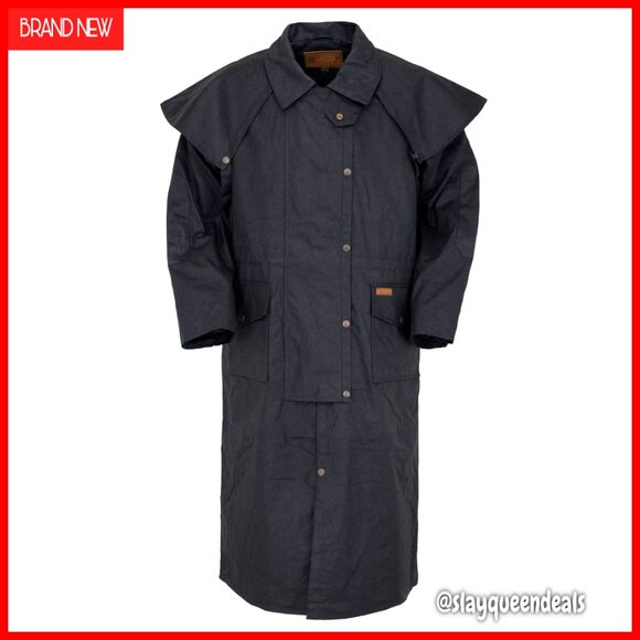 Extra-Long Waterproof Oilskin Duster Coat Lightweight Weatherproof Raincoat
